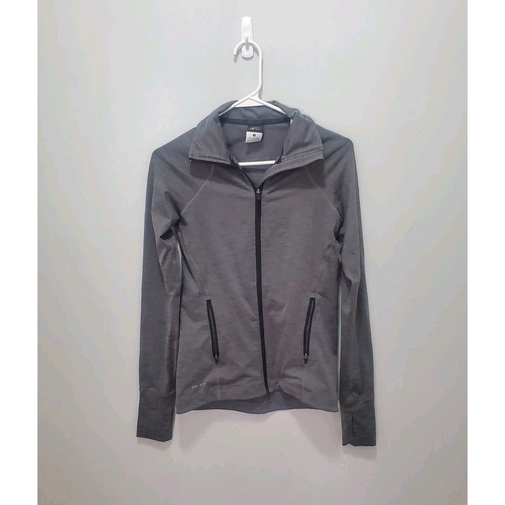 Nike Jacket Womens Small Gray Solid Running Full Zip Dri Fit Sweatshirt - Picture 5 of 9